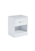 Velador Cajón y Espacio Almacenamiento Minimal Blanco