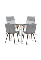 Comedor Mesa Eames 80cm redonda vidrio + 4 Silla Macron Terc