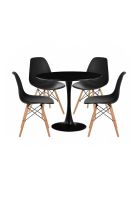 Comedor Mesa Tulip Negra - 4 Sillas Eames Negras