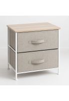 Velador con Cajones de Tela - Gris