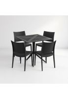 Mesa restaurant 80x80 Polipropileno + 4 Sillas de Restaurante - Negra