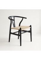 Silla Wishbone Madera Negra y Asiento Claro