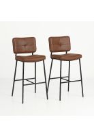 Pack de 2 Taburetes Alto Bronx Café Vintage con Patas Metálicas Negras