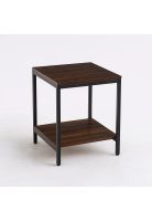 Velador Mesa Auxiliar Lateral de 2 Niveles 40x50 - Madera Oscura Walnut