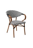 Silla Bistro Parisina Rattan con reposabrazos - Blanca con negro
