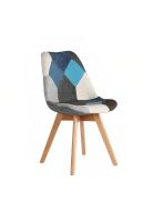 Silla Eames Patchwork Acolchada Tela Wood - Celeste
