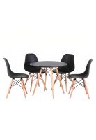 Comedor Mesa Eames Redonda Negra 80cm + 4 Sillas Eames Negra