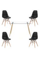 Comedor Mesa Rectangular de Vidrio 120x80 cm + 4 Sillas Buck