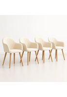 Pack de 4 Butacas Sitial Poltrona Diamante Terciopelo Acolchado - Beige