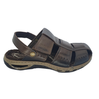 SANDALIAS CERRADAS PEGADA DE CUERO CAFÉ OSCURO (HOMBRE) | 1