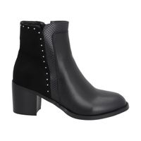 Botin Casual Mujer Negro Taco Medio Noir Police