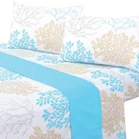 Juego de Sabanas 144 Hilos 2 Plazas Coral Turquesa