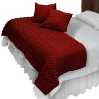 Piecera Con Fundas Rombos Burdeo Reversible