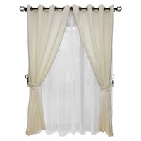 Set Cortina Rustica Con Argolla 8 Piezas Crudo