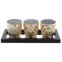 Set Portavelas Bandeja Espejo 4 Piezas