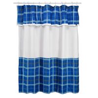 Juego de Cortina para Baño 6 Pzas Escoces Azul