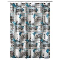 Cortina para Baño Diseño Eiffel con Forro