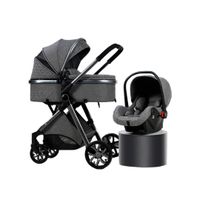 Coche Cuna Con Silla Nido y multiposición Gris BABYMINE