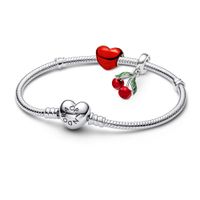 Gift set Pulsera con Charm Corazon rojo y Dije Cerezas Asimétricas