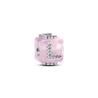 Charm Cubo de Amor de Cristal Murano Rosado