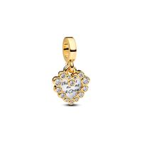 Charm Doble Corazón Recubrimiento Oro14K