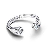 Anillo Abierto Estrellas Fugaces en Plata