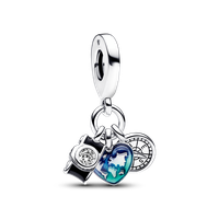 Dije Triple en Plata Camara, corazon y Brujula