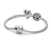 Gift Set Pulsera con Dije Corazon Brillante y Arbol Raices Familiar