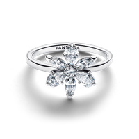 Anillo Cóctel de Flores Estilo Herbario Brillante