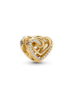 Charm Corazones Entrelazados Resplandecientes Dorado