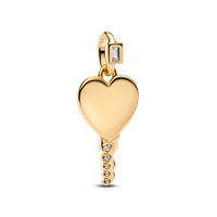 Colgante Llave Grabable en Forma de Corazón Dorado