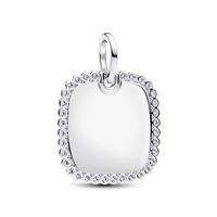 Colgante en Plata Grabable con Placa Cuadrada