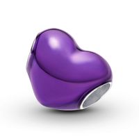 Charm en Plata Corazón Morado Metalico.Esmalte Morado