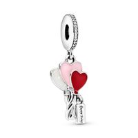 Charm en Plata Globos de Corazón Circonia Cúbica Clara