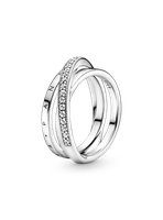 Anillo en Plata Banda Triple Logo Pandora