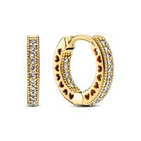 Aretes de Aro en Shine Corazón Pavé Circonia Cúbica Clara