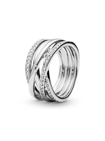 Anillo en Plata Entrelazado y Circonia cúbica clara