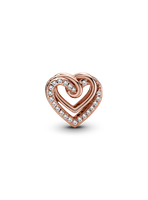 Charm en Rose corazones entrelazados Circonia Clara