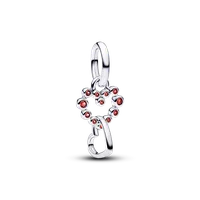 Charm Colgante Corazones Conectados y Piedras Rojas