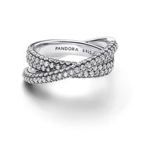 Anillo Doble Cruzado en Pavé de Pandora Timeless en Plata