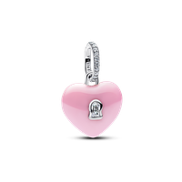 Charm Colgante Candado Corazón de Ceramica Rosa