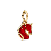 Charm Colgante Caballo Rojo Fuego en Cristal Murano