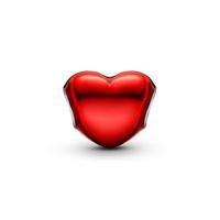 Dije en Plata Corazón Rojo Metalico. Esmalte Rojo