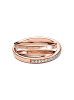 Anillo Rose Triple Banda Pavé Cruzada Circonia Cúbica Clara