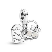 Charm Colgante Gatos y Corazones Zirconia cúbica Talla única
