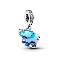 Charm en Plata Elefante de Cristal Murano Azul