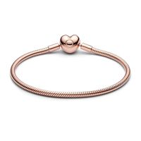 Brazalete de Cadena de Serpiente con Cierre de Corazón en Rose