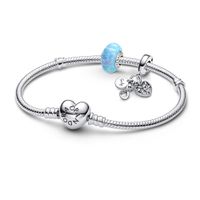 Gift set Pulsera con Dije Infinito y Murano Celeste