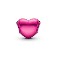 Charm en Plata Corazón Rosado Metalico. Esmalte Rosado