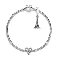Gift Set Pulsera con Dije Torre Eiffel y Charm Corazon